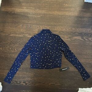 Sheer navy star print shirt